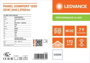 Moduulivalaisin Ledvance Panel PFM Comfort GEN2 1200 - MODUULIVALAISIN PANEL PFM PL CMFT 1200 22W 840 OP