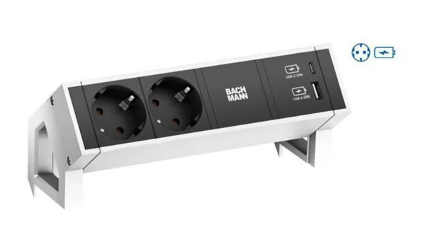 Pistorasiapaneeli DESK2 2X PR + USB A&C 22W