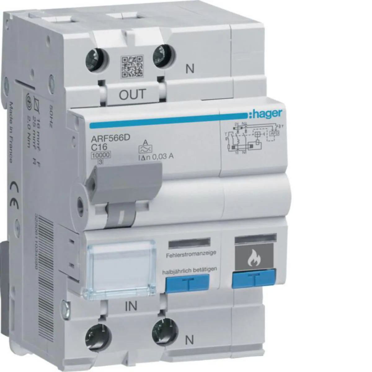 Valokaarivikasuoja Utu ARF566D 1L+N C-16A/30MA 10KA Q