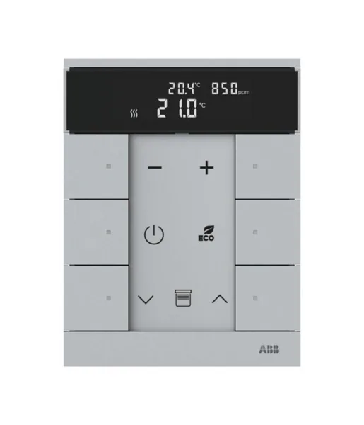 Huonetermostaatti ABB-free@home ABB FREEHOME 6-OS T CO2 RH VOC ALU