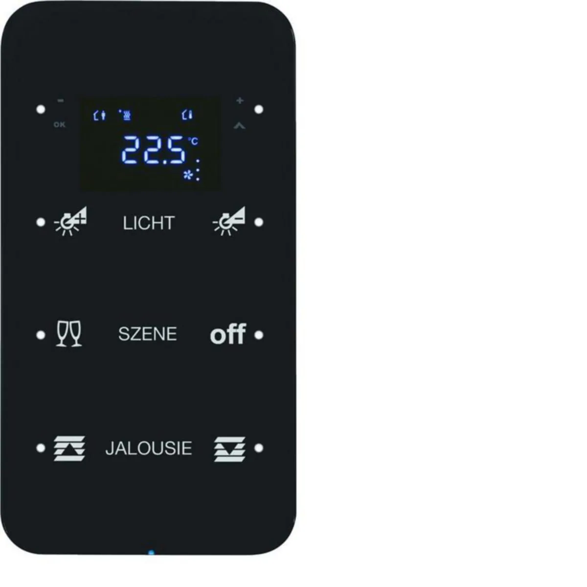 Painike KNX Hager R.1 3OS TERM+LED-N. OP. LASI MUS – musta