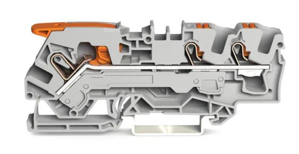 Riviliitin Wago 2106 -sarja vivulla ja painonapilla 3-NAP VIPU/NAPPI 0.5-6 HAR