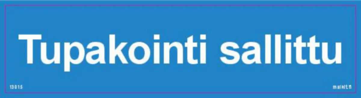 Merkintätarra Malkit Kiinteistö TUPAKOINTI SALLITTU 200X50