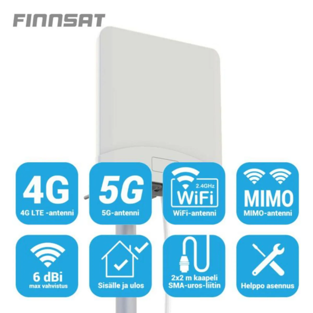 Antenni Finnsat Mobiililaajakaista - ANTENNI FINNSAT 5G/4G/3G/GSM MIMO 2X2M SMA-U