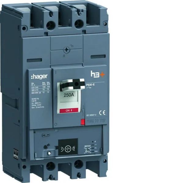 Kompaktikatkaisija Hager h3+ Energy P630 3N 250A 70KA