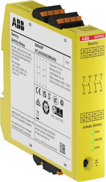 Turvarele ABB Jokab Safety SENTRY SSR42P, PUSH-IN