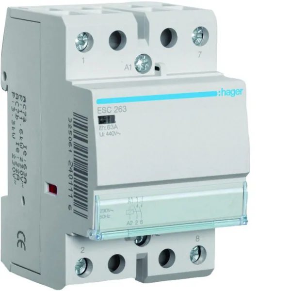 Kontaktori Hager ESC263 2s 63A k.230VAC