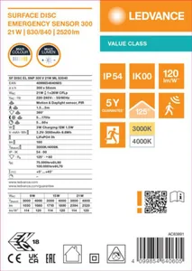 Pinta-asennusvalaisin Ledvance Surface Value - TUNNISTINVALAISIN LEDVANCE SF DISC 300 21W CCT ML PIR EL