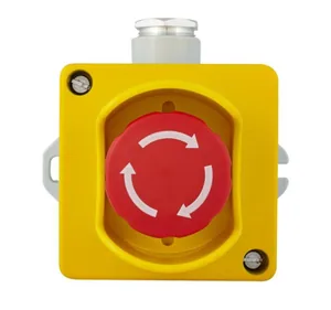 Hätä-/seis-painike Selcast suojakehyksellä 240VAC IP67 - HÄTÄ-/SEIS PAINIKE SELCAST 2A KAULUS KELT/HARM PK16 IP67