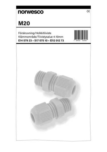 Holkkitiiviste muovi Norwesco M20 / 4-10MM IP68 2-PAKKAUS