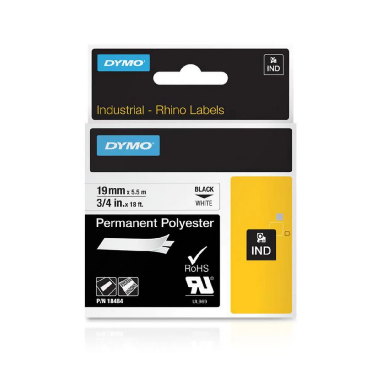 Merkintätarra Dymo Rhino polyesteriä - MERKINTÄTEIPPI DYMO RHINO POLY 19MMX5.5 TXT MU/VAL