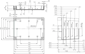 Asennuskotelo PC Fibox MNX 180x130 - ASENNUSKOTELO PC FIBOX PC 150/35 LG