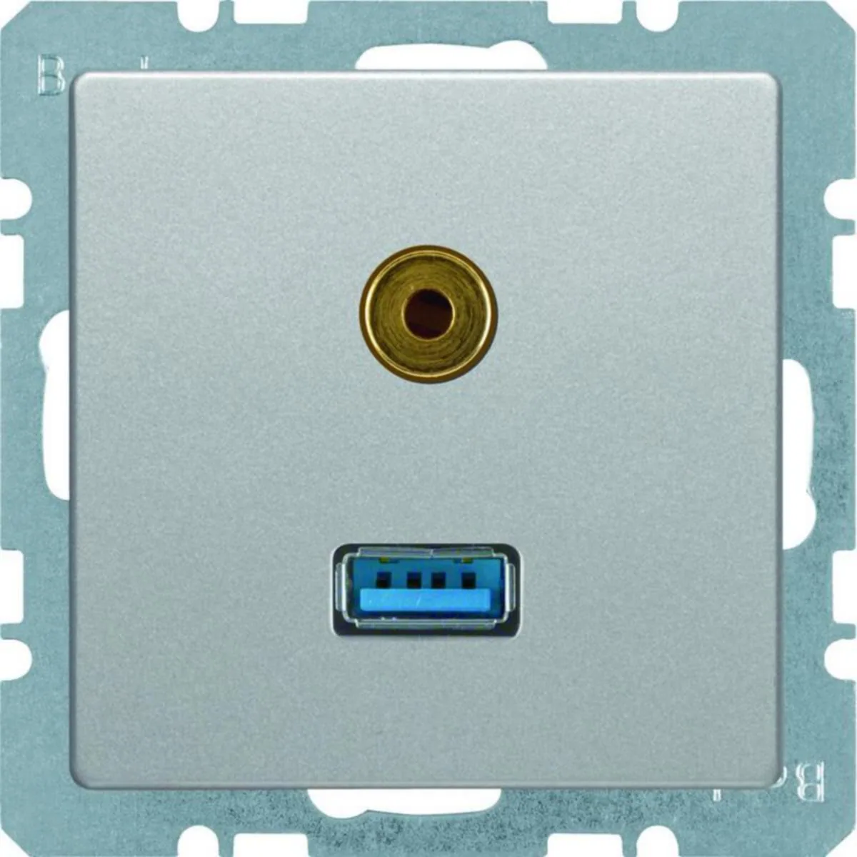 AV-rasia Hager Q.1 USB/3.5MM AUDIO UK ALU – alumiini