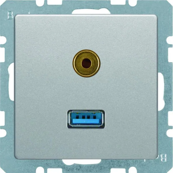 AV-rasia Hager Q.1 USB/3.5MM AUDIO UK ALU