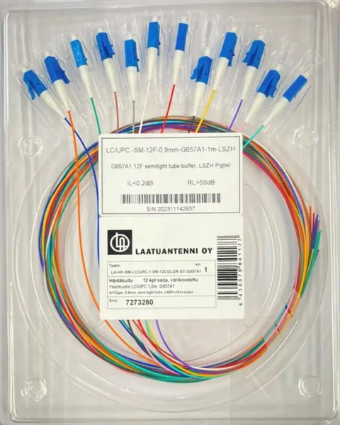 Häntäkuitu LA-FIBER SM LC UPC 12KPL 1.0M COLOR