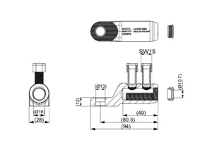 Ruuvikaapelikenkä Ensto Sähköverkot - RUUVIKAAPELIKENKÄ ENSTO AL/CU 25-150 MM², Ø13