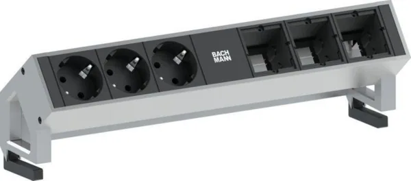 Pistorasiapaneelit DESK 2 Bachmann 3xSCH 3xMODULIP. GST18 INOX L