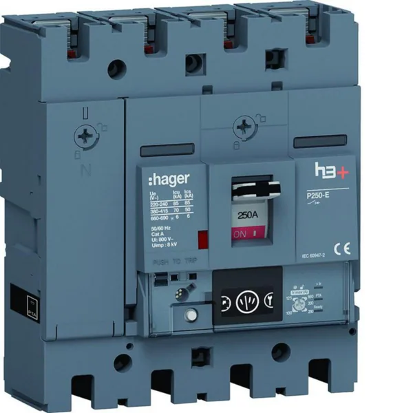 Kompaktikatkaisija Hager h3+ Energy P250 4N 250A 70KA