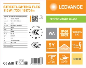 Katuvalaisin Ledvance Streetlight Flex - KATUVALAISIN STREETLIGHT FLEX SL FLEX 115W 730 RW35ST 18KLM