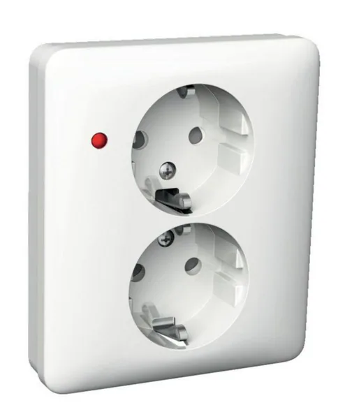 Pistorasia Schneider Electric Exxact 2-osainen kokopeitelevyllä 2S/16A/IP21 2X UPJ PUN LED VAL