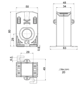 Virtamuuntaja kiinteä Circutor TDH4 - VIRTAMUUNTAJA KIINTEÄ CIRCUTOR TDH4 D20 200/5A 3VA LK0,2S