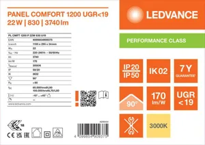 Moduulivalaisin Ledvance Panel PFM Comfort GEN2 1200 - MODUULIVALAISIN PANEL PFM PL CMFT 1200 22W 830 MP