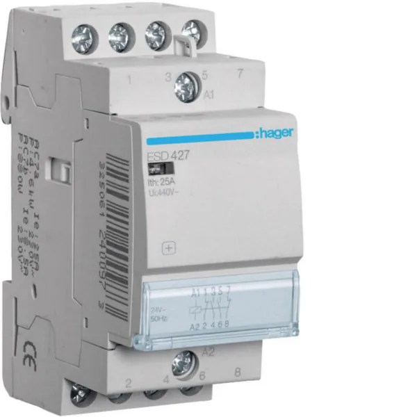 Kontaktori Hager ESD427 2s+2a 25A k.24VAC