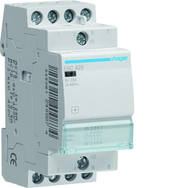 Kontaktori Hager ESC425 4s 25A k.230VAC