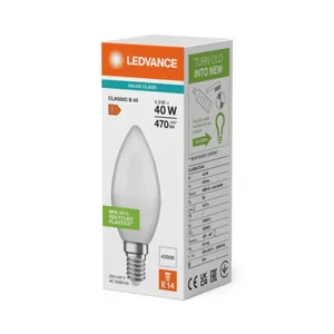 Kynttilälamppu Ledvance Value Classic B - KYNTTILÄLAMPPU VALUE CLASSIC CLB 4,9W/840 470LM E14 OP
