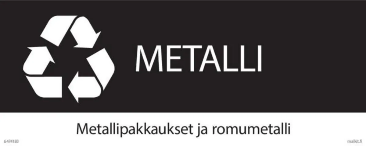 Merkintätarra Malkit Jätelajittelu - MERKINTÄTARRA MALKIT JÄTEASTIA METALLI 400X160