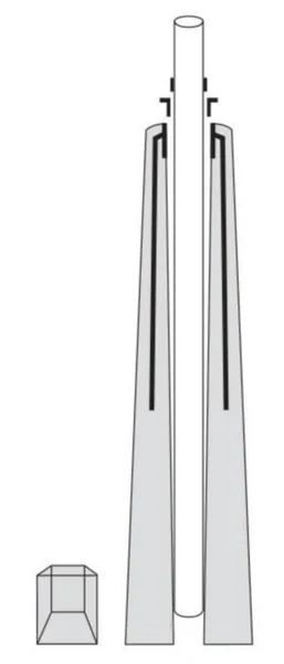 Pylväsjalusta (kiinnitys muovilukitusrenkaalla) Lujabetoni RBJ-A1,A2,A3 RBJ-A2 (38-50. 60.3MM. 1-3M