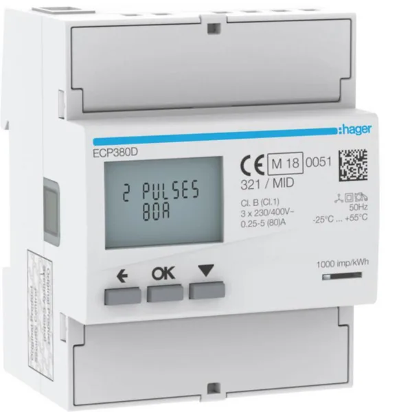 Energiamittari UTU suoramittaus, mid-hyväksytty ECP380D 3V SUORA 80A 4M S0 MID