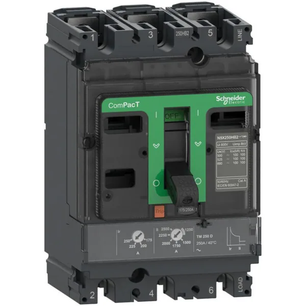Kompaktikatkaisija Schneider Electric 3P 75kA 690V NSX250HB1 75KA/690V 3P160A TMD