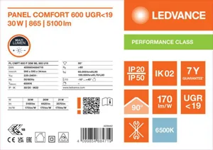 Moduulivalaisin Ledvance Panel PFM Comfort GEN2 600 - MODUULIVALAISIN PANEL PFM PL CMFT 600 30W 865 ML MP