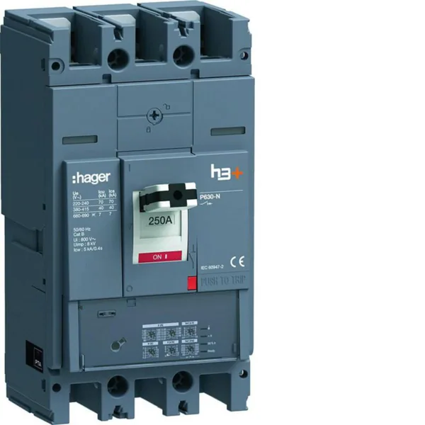 Kompaktikatkaisija Hager h3+ LSI P630 3N 250A 40KA