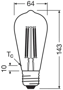 Sisustuslamppu Ledvance Super-Efficient Energy Efficiency Classic Edison - SISUSTUSLAMPPU LEDVANCE ST64 3,8W/827 806LM E27 CL ELA
