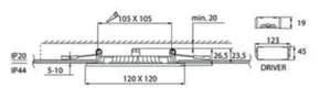 Alasvalo Airam Flat Sq - ALASVALO FLAT SQ 120 IP44 9W/840 DIM PCO WH