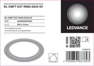 Mekaaninen lisätarvike Ledvance Downlight Comfort - MEKAANINEN LISÄTARV. LEDVANCE DL CMFT EXT RING D240 GY
