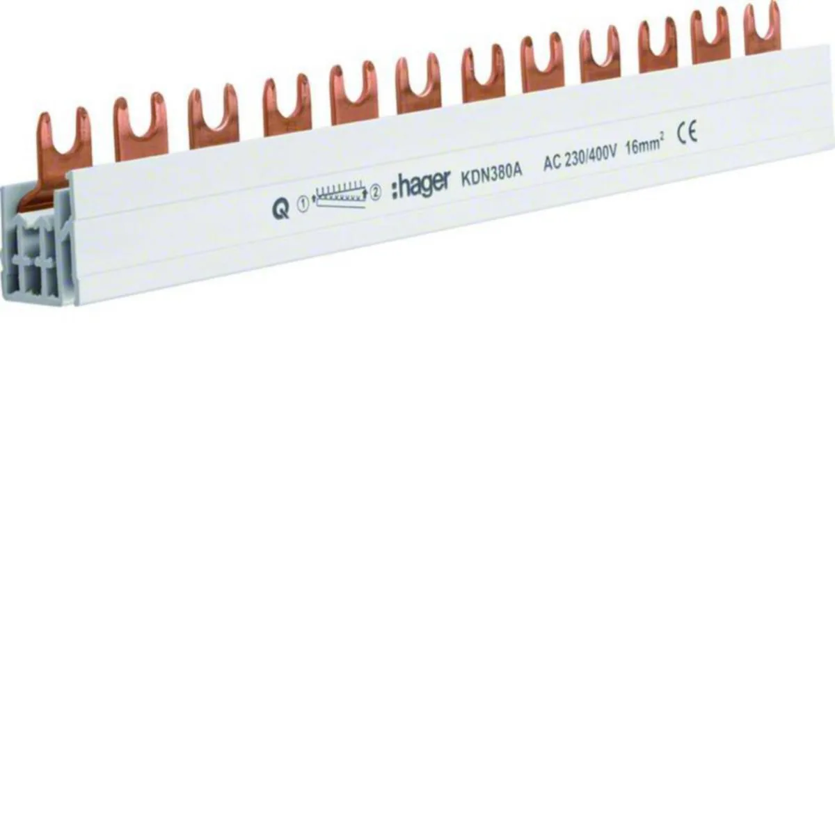 Virtakisko Hager haarukka 3-napainen KDN380A 3-NAP 63A 12MOD