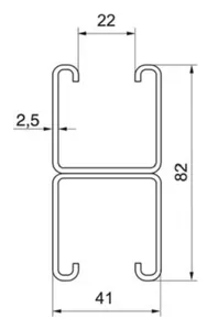 Kaksoisankkurikisko MP-Bolagen MP-FDV 2x21x41mm - ASENNUSKISKO MP-BOLAGEN MP-238Z MP-FDV 3000Z