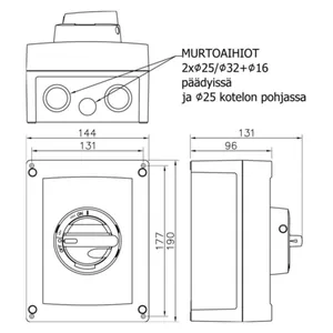 Turvakytkin väännin Katko IsoSafe KEM - TURVAKYTKIN VÄÄNNIN KEM 4X40A 400V 22KW