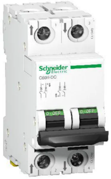Johdonsuojakatkaisija Schneider Electric Acti 9 C60H DC Acti9 2P C1A