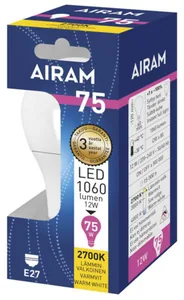 Vakiolamppu Airam Led A60 pahvipakkaus - VAKIOLAMPPU AIRAM LED A60 827 1060lm E27 OP