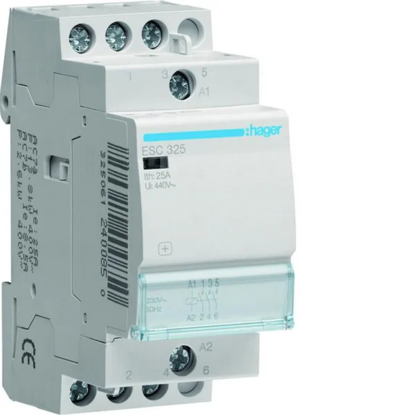 Kontaktori Hager ESC325 3s 25A k.230VAC