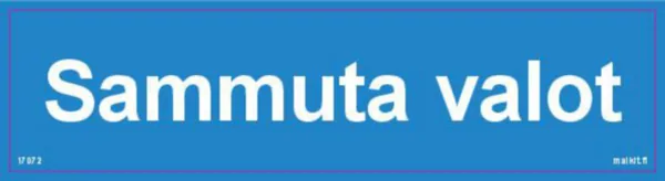 Merkintätarra Malkit Kiinteistö SAMMUTA VALOT 200X50