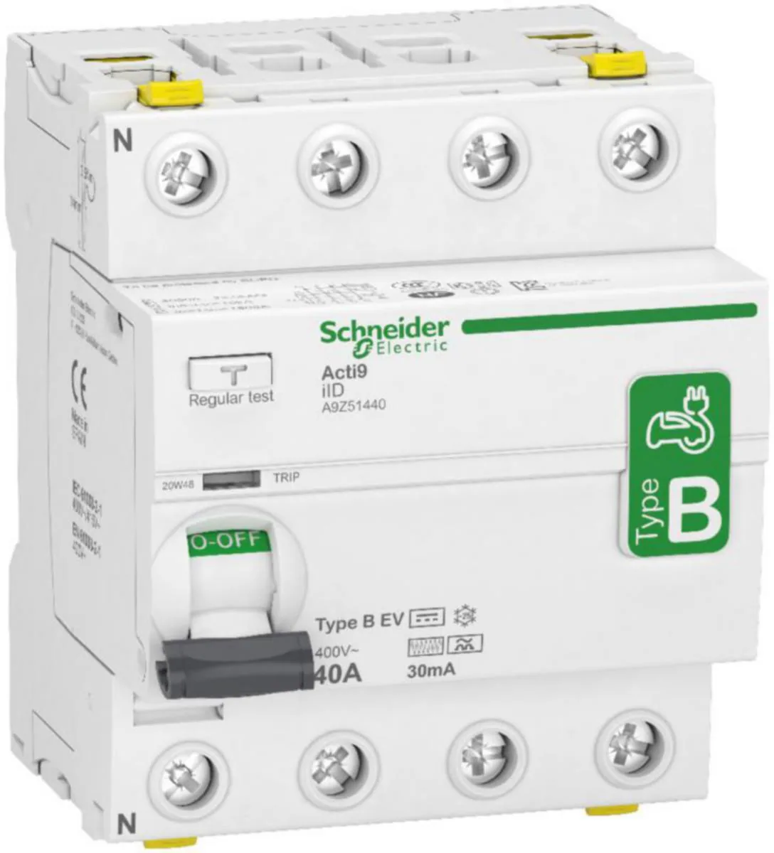 Vikavirtasuojakytkin Schneider Electric Acti 9 RCCB B EV 4P 40A 30MA