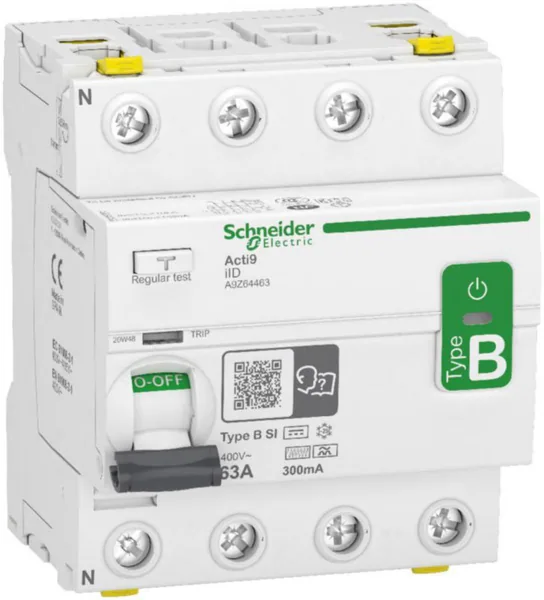 Vikavirtasuojakytkin Schneider Electric Acti 9 RCCB B SI 63A 4P 300MA