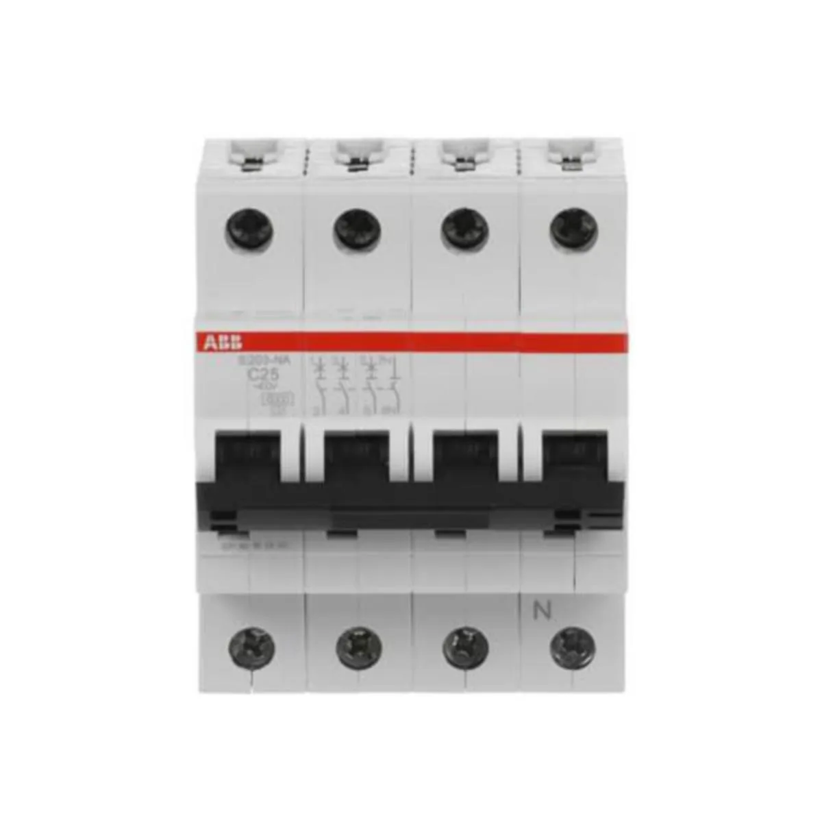 Johdonsuojakatkaisija ABB S200 C-käyrä 4-nap 3L+N S203-C25NA C25A