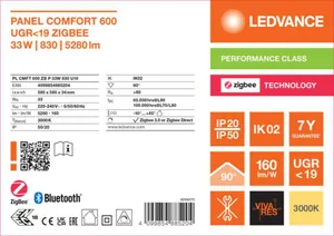 Moduulivalaisin Ledvance Panel PFM Comfort GEN2 600 - MODUULIVALAISIN PANEL PFM PL CMFT 600 33W 830 MP ZIGBEE