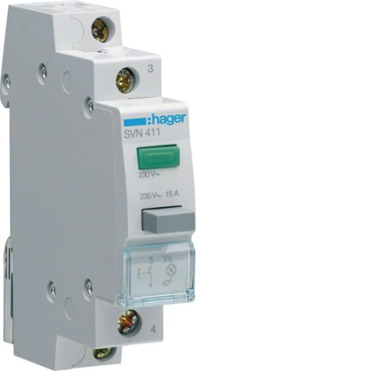 Painike Hager merkkivalolla - PAINIKEKALUSTE DIN HAGER SVN411 1S+VIH MV 230VAC